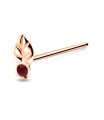 Leaf with Stone Silver Straight Nose Stud NSKA-751 